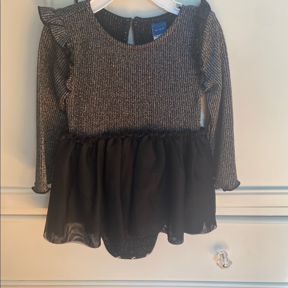 Black and Silver Long Sleeve Baby Dress